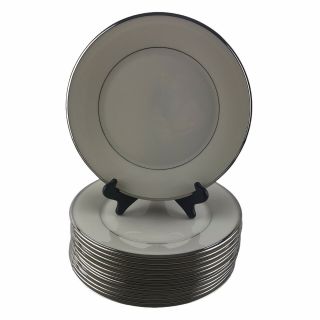 Lenox Solitaire Platinum Banded Fine Bone China Dinner Plates 10 - 3/4 " Set Of 12