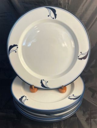 Set Of 7 Dansk Flora Bayberry Blue Dinner Plates Made In Japan