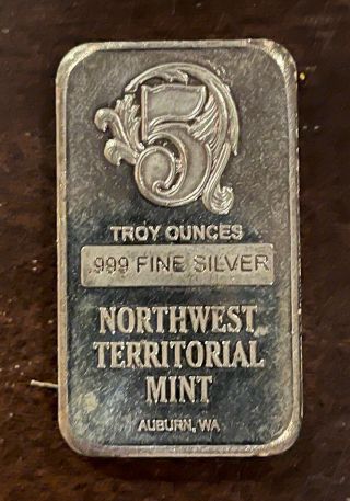 5 Oz.  999 Fine Northwest Territorial Silver Bar
