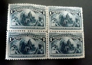 Us Stamps - Scott 230 1c Columbian Expo Series F - Vf Og - Nh Block Of 4