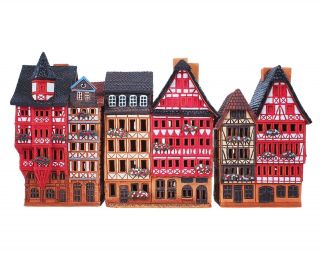 Ceramic Cone Incense Burners Collectible Miniatures Street In Frankfurt 14 Cm