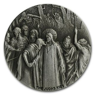 2020 The Judas Kiss 2 Oz.  999 Silver Coin Biblical Series Bible Story Jesus