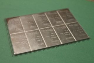 Ten 10g Valcambi Suisse Combibar - 100 grams.  999 fine silver bar - 2