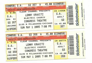 Lenny Kravitz Concert Tickets From May 1,  2005