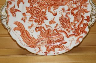 Royal Crown Derby Red Aves Handled Cake Pastry Plate,  9 1/2 
