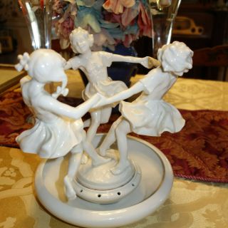 " May Dance " Porcelain Figure & Flower Frog K.  Tutter For Hutschenreuther Germany