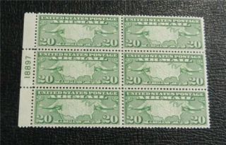 Nystamps Us Plate Block Air Mail Stamp C9 Og Nh $95 Plate Block 6 D11x1180