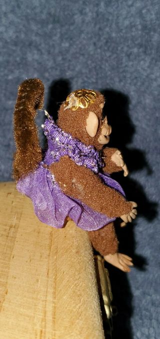 Miniature Polymer Clay Dressed Monkey in Wood Box 3