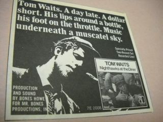 Tom Waits Music Underneath Muscatel Sky 1975 Music Biz Promo Advert