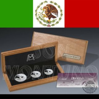 2013 Libertad Silver Proof Set - 3 Coins & - 1 1/2 1/4 Oz Only 1000