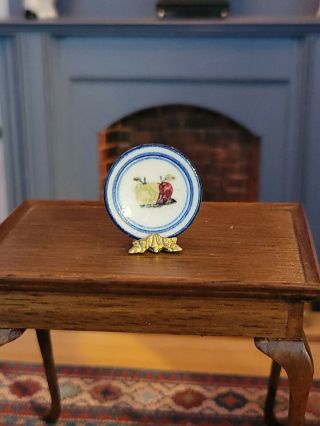 Miniature Artisan Signed Jim Clark Apples Fruit Pottery Plate