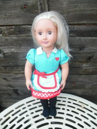 Our Generation 18 Inch Doll Blonde Hair Retro Diner Outfit