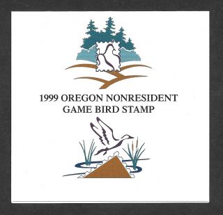 1999 Oregon State Duck Migratory Waterfowl Stamp Mnhog Non - Resident Hunter - Type