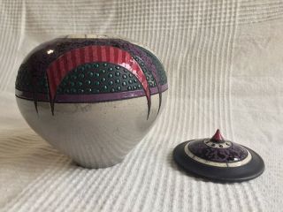 Andy Smith Fine Art Ceramic Raku Pot W/lid; Signed/dated,  Pristine
