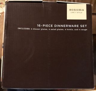 Sonoma Life Style Vallejo Blue 16 Piece Dinnerware Set Complete Open Box 2