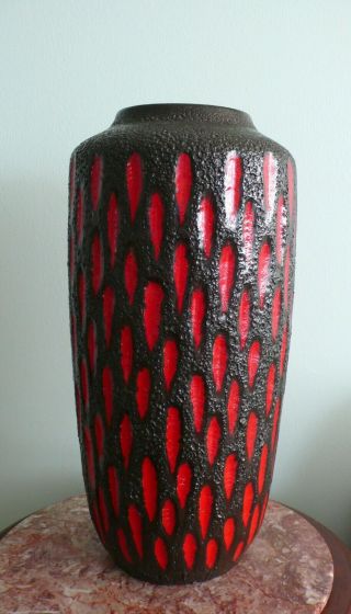 Mid - Century Modern Scheurich West Germany Fat Lava Pottery Floor Vase 517/45