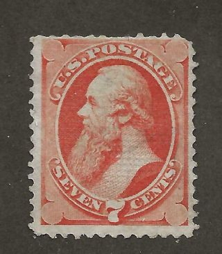 Us Stamp 138 1870 Vermilion 7c Stanton H Grill Lite Cancel Thin Scv $475