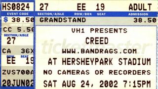 Creed Jerry Cantrell Concert Ticket Stub Hersheypark Stadium August 24 2002