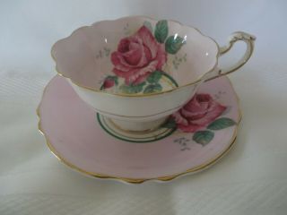 Paragon England Pink Cabbage Rose Bone China Tea Cup And Saucer