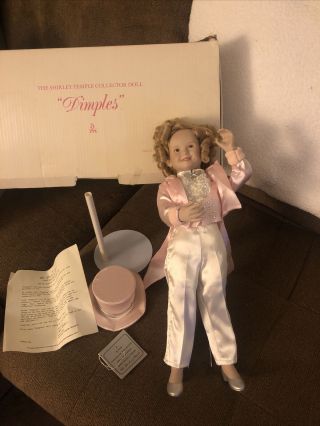 1991 Danbury Porcelain Shirley Temple Doll In Dimples Pink Tuxedo Outfit