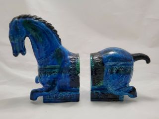 Bitossi Aldo Londi Raymor Horse Bookends - Rimini Blue 13 "