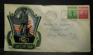 U.  S.  A Wwii,  Patriotic Cover,  " United We Stand ",  Staehle Cachet,  1942