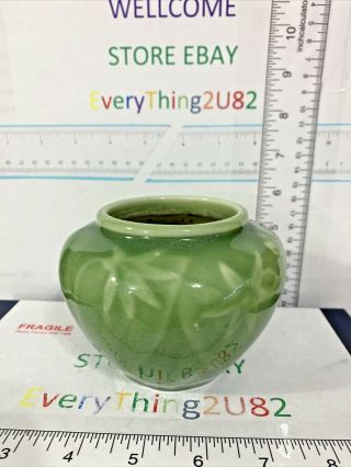 Rookwood Art Pottery - Green Glaze - 3 " Vase - Xlv - 6431 - Leaf &lily Flower