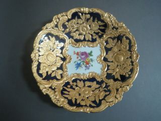 Large 1st Quality Meissen German Porcelain Centerpiece Gilded Blue Flowers