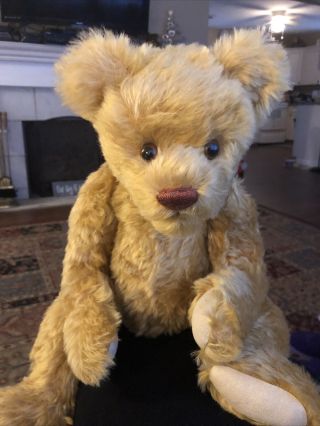 Lee Middleton Jointed Honey Brown Mohair Bear By Linda Henry