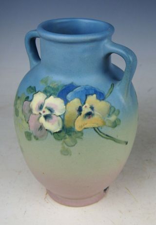 Weller Pottery Hudson Two - Handled 7.  5 " Floral Vase Signed Mclaughlin