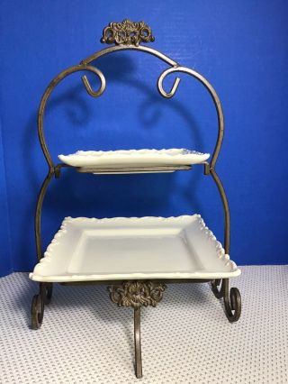 Chris Madden For Jc Penney - Foret Corvella Two - Tiered Stand With Plates