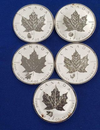 5 Canada 1ozt.  9999 Silver Reverse Pf $5 Canada Maple Leaf W/privy Marks 3 - 2016/