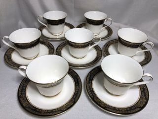 Set Of 7 Royal Doulton Albany H - 5041 English Fine Bone China Teacups & Saucers