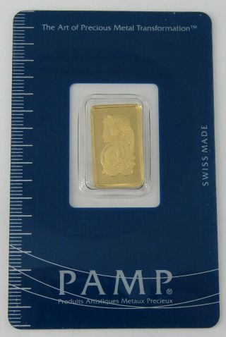 2.  5 Gram Gold Bar - Pamp Suisse - Fortuna - 999.  9 Fine In Assay - 597520