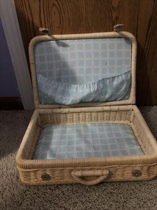 American Girl Bitty Baby Wicker Suitcase Woven Picnic Basket Retired