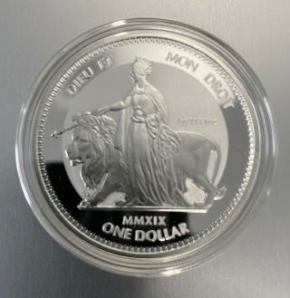 2019 British Virgin Islands : Una And The Lion : 1 Oz Silver Coin - In Capsule