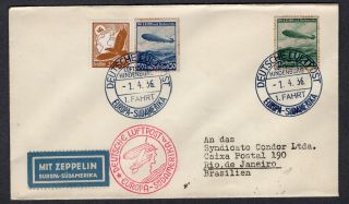 Hindenburg Zeppelin Cover,  Flight Form Germany To South America Jan.  4,  1936