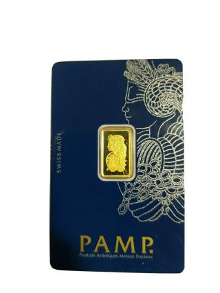 2.  5 Gram Gold Bar - Pamp Suisse - Fortuna - 999.  9 Fine In Assay Upgraded