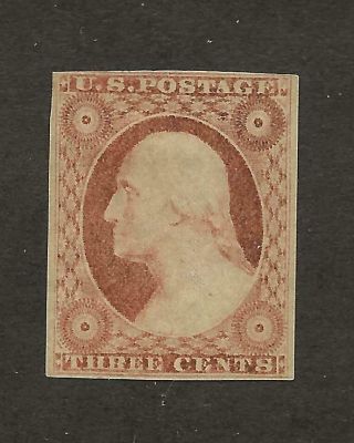 Us Stamp 11a 1851 - 7 3 Cent Dull Red Washington Imperf Og Scv $250