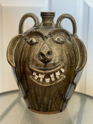 A.  V.  Smith 13” Face Jug Large Southern Folk Pottery