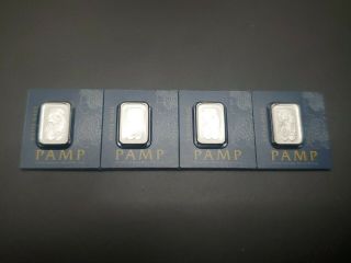 4x 1 Gram Pamp Suisse Platinum Bar (in Assay).  9995 Fine