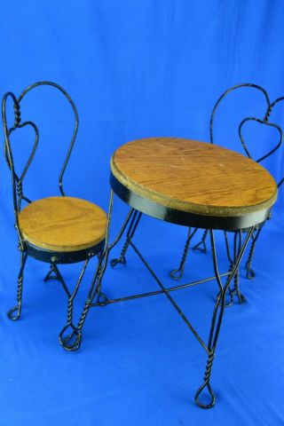 Wood and Metal Bistro Type Table and Chairs for 18 