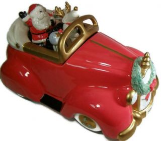 Old Fitz & Floyd Christmas North Pole Santa Car Automobile Cookie Jar
