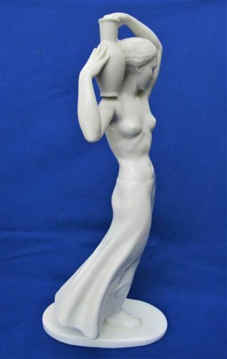 Herend Hungary Porcelain Figurine Art Deco Semi - Nude Girl Water Carrier