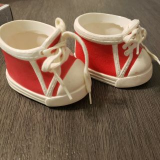 Vintage Cabbage Patch Red And White Stripe Shoes With Laces