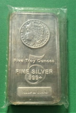 5 Oz Silver Bar Highland Morgan Dollar Design.  999 Fine Silver Bar