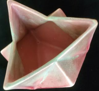 Muncie Pottery Cubist Ruba Rombic Green Rose Star Vase Reuben Haley Art Déco 3