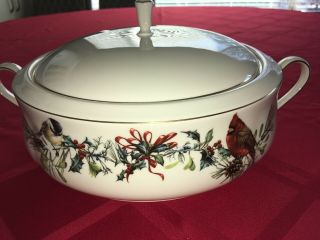 Lenox Winter Greetings Covered Vegetable/serving Bowl - Fine Ivory China - Nwot