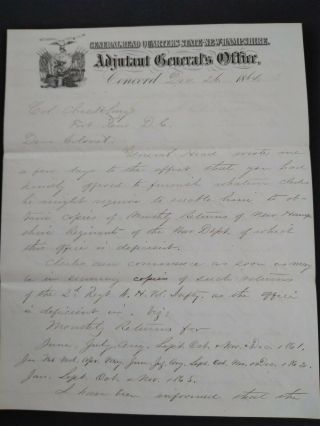 Hampshire Civil War: 1864 Concord,  Nh Fc Bacon Letter About 2nd Nh Returns