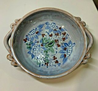 F.  F.  Griffi Corsica Terraghja Pottery 12.  5 " Floral Blue Bowl French Pottery